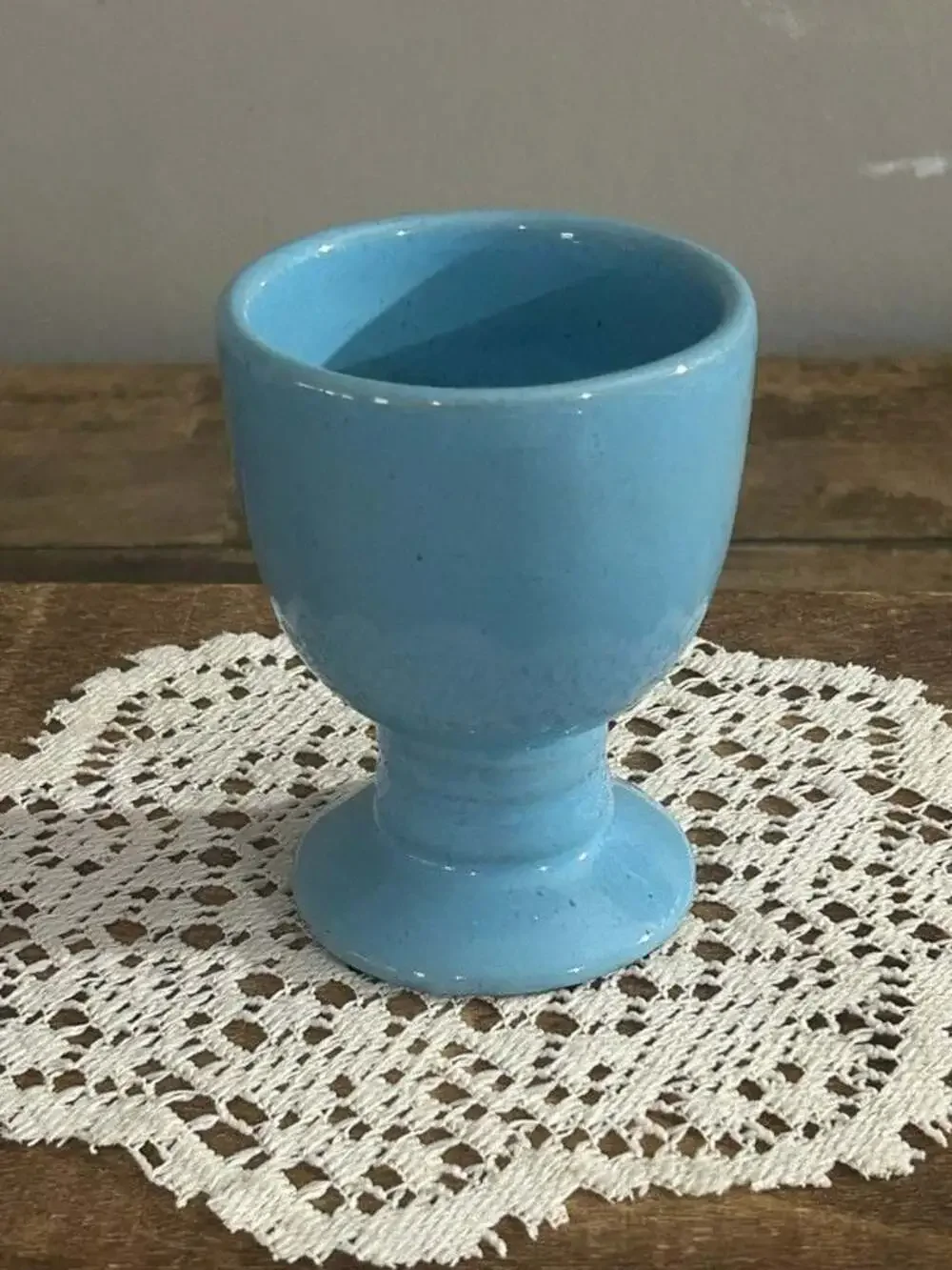 Frankoma Pottery Robin Egg Blue Footed Goblet